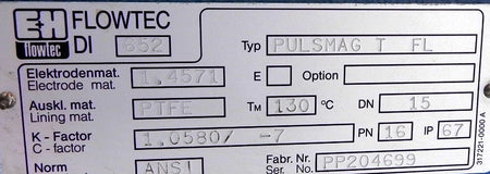 Endress+Hauser  Flowtec Pulsmag T FL DI 652 1/2" - Advance Operations