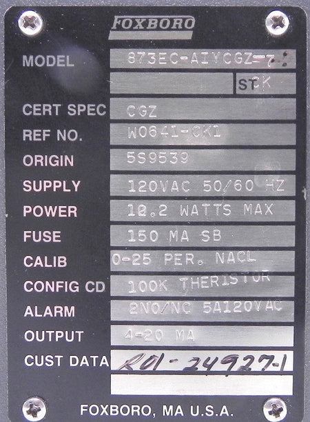 Foxboro Conductivity Analyser 873RS-AIYCGZ-7 - Advance Operations