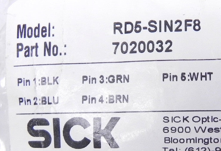 Sick 5 Pins Receptacle 7020032 RD5-SIN2F8 (Lot of 2) - Advance Operations