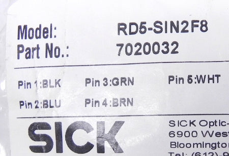 Sick 5 Pins Receptacle 7020032 RD5-SIN2F8 (Lot of 2) - Advance Operations