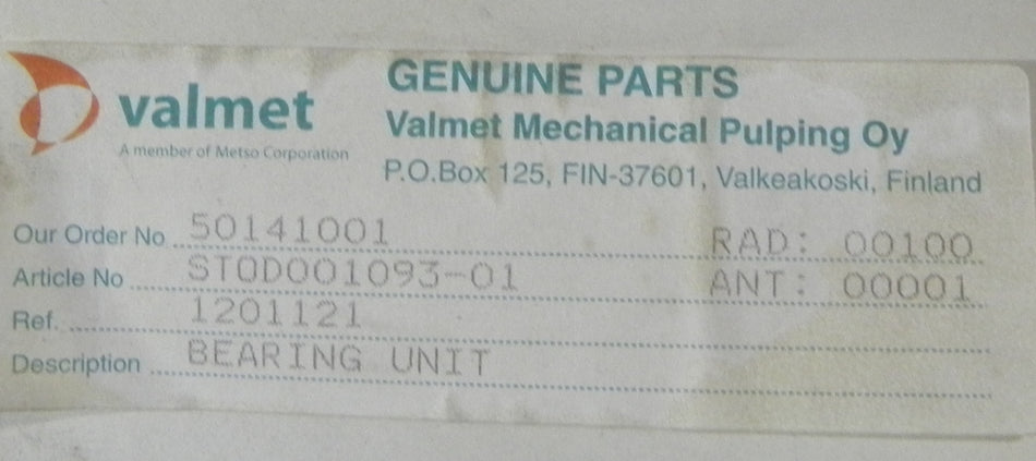Valmet Pulping  Bearing Shaft & Housing STOD001093-01 STO1013049MN GRP500 - Advance Operations