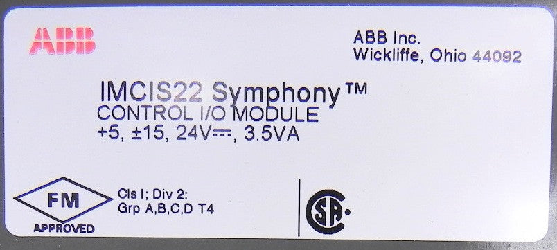 ABB Symphony Control I/O Module IMCIS22 - Advance Operations
