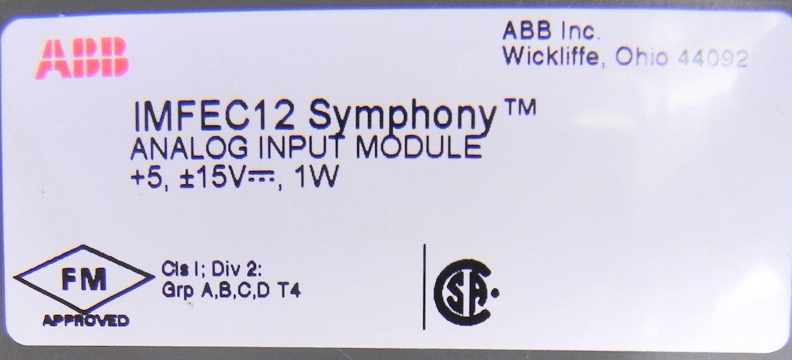 ABB Bailey Symphony Analog Input Module IMFEC12 - Advance Operations