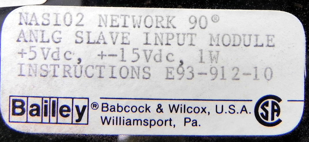 Bailey Network Analog Slave Input Module NASI02 - Advance Operations