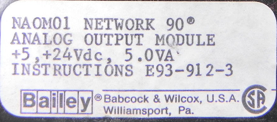 Bailey Network Analog Output Module NAOM01 - Advance Operations