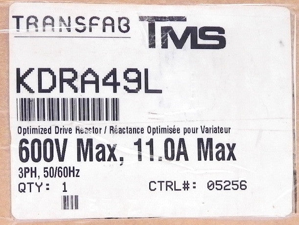 TMS Transfab KDR Drive Reactor KDRA49L 600V  11.0A 3HP - Advance Operations