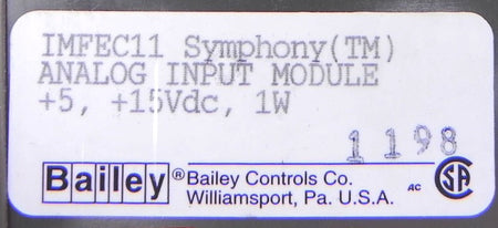 Bailey Symphony Analog Input Module IMFEC11 - Advance Operations