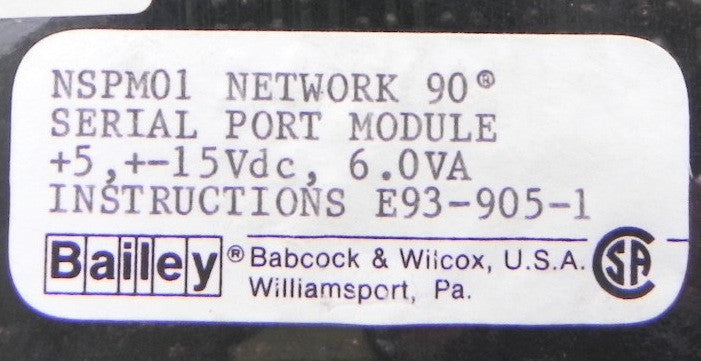 Bailey Network  90 Serial Port Module NSPM01 - Advance Operations
