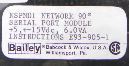 Bailey Network  90 Serial Port Module NSPM01 - Advance Operations