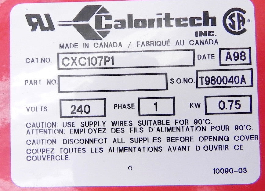 Caloritech Immersion Heater CXC107P1 240V 1" Npt - Advance Operations