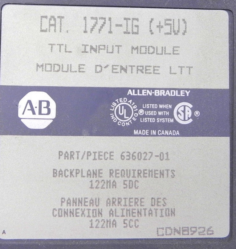 Allen-Bradley TTL Intput Module 1771-IG - Advance Operations