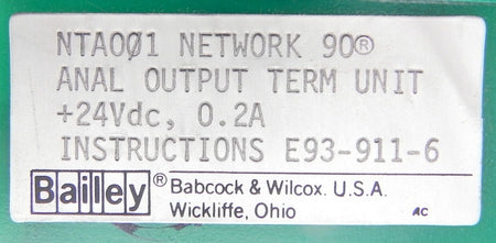Bailey Analog Output Termination Unit NTAO01 1 Year Warranty - Advance Operations