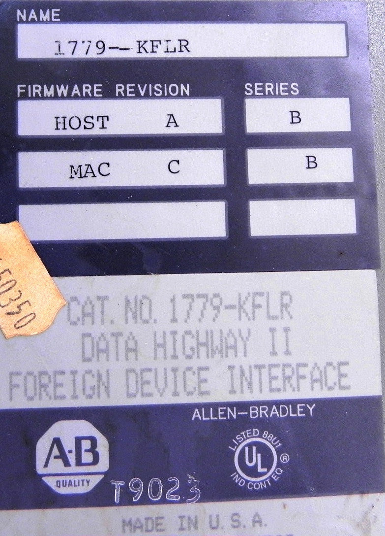 Allen-Bradley Data Highway II Foreign Device 1779-KFLR - Advance Operations