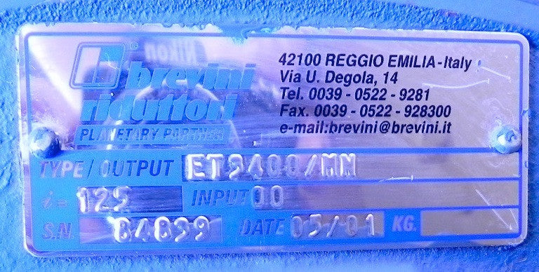 Brevini Riduttori Planetary Gearbox Speed Reducer ET3400 / MN NEW - Advance Operations