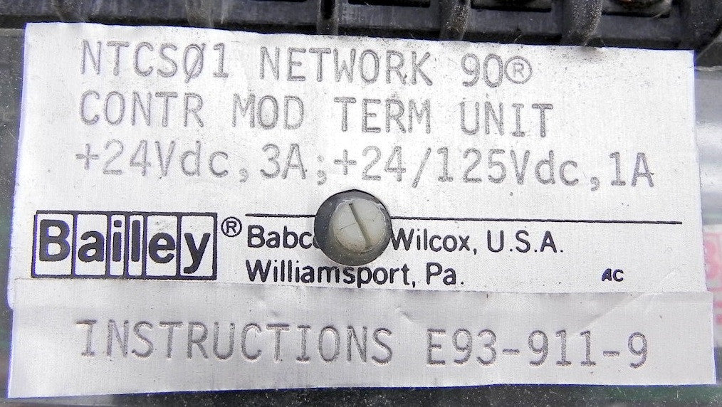 Bailey Control I/O Termination Unit NTCS01 - Advance Operations