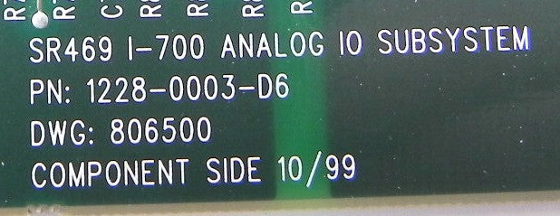GE Multilin SR469 Analog IO Subsystem Board 1228-0003-D6 - Advance Operations