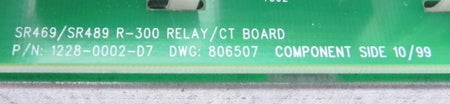 GE Multilin SR469 / SR489 R-300 Relay / CT Board 1228-0002-D7 - Advance Operations