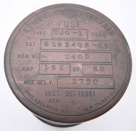 GE Current Limiting Fuse EJO-1 2400V 15E - Advance Operations