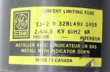 General Electric  Current Limiting Fuse  328L493 G19 Used - Advance Operations