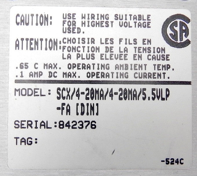 Moore Digital Current Isolator SCX/4-20Ma/4-20MA/5.5VLP - Advance Operations