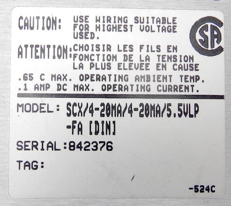 Moore Digital Current Isolator SCX/4-20Ma/4-20MA/5.5VLP - Advance Operations