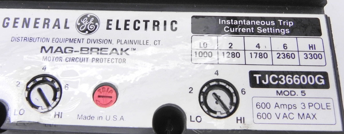 General Electric Mag-Break Circuit Breaker TJC36600G - Advance Operations