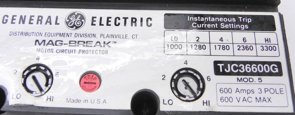 General Electric Mag-Break Circuit Breaker TJC36600G - Advance Operations
