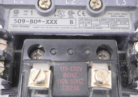 Allen-Bradley Motor Starter 509-BO  115/120VAC Coil - Advance Operations