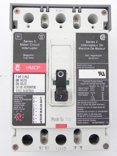 Cutler Hammer Motor Circuit Breaker HMCPS007C0C - Advance Operations