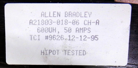 Allen-Bradley Grand Transformer A21803-018-06 50A - Advance Operations