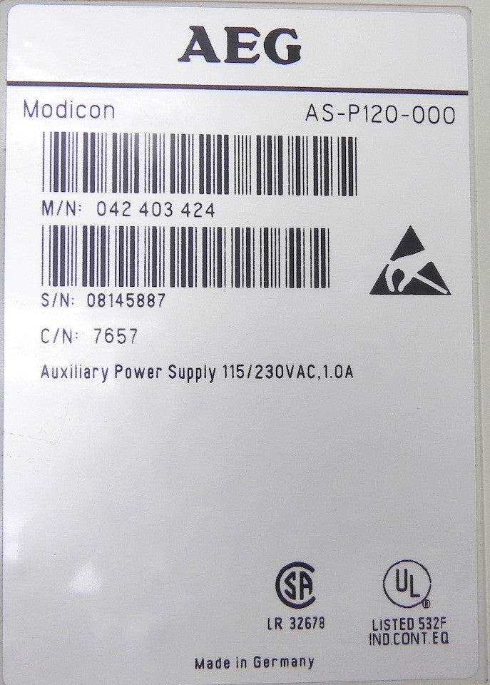 AEG Modicon Auxiliary Power Supply AS-P120-000 (lot of 2) - Advance Operations