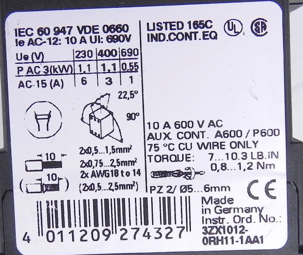 Siemens Contact Block Relay 3RH1131-1BB40 (2) - Advance Operations
