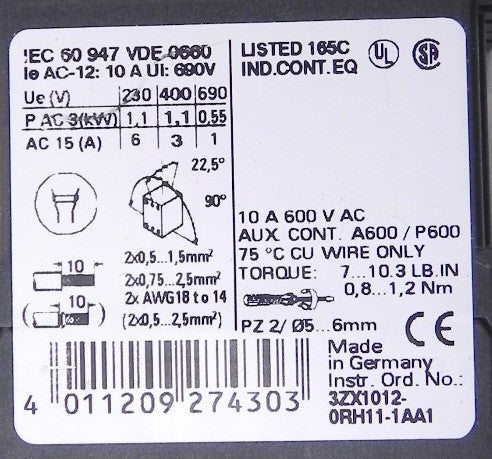 Siemens Contact Block Relay 3RH1122-1BB40 (2) - Advance Operations