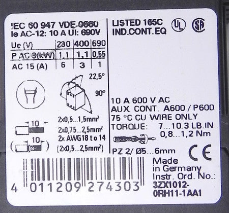 Siemens Contact Block Relay 3RH1122-1BB40 (2) - Advance Operations