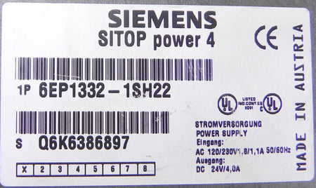 Siemens Sitop Power 4 Power Supply 6EP1 332-1SH22 - Advance Operations