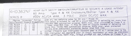Cutler-Hammer Stainless Heavy Duty Safety Switch 4HD362NF - Advance Operations