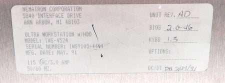 Nematron CTC Ultra Worstation HDD IWS-4524 Rev AD - Advance Operations