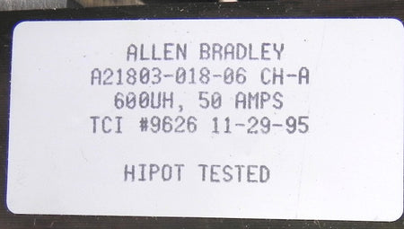 Allen-Bradley Transformer  A21803-018-06 CH-A 50A - Advance Operations