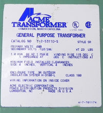Load image into Gallery viewer, Acme Transformer Shielded T-2-53110-S 600V - Advance Operations
