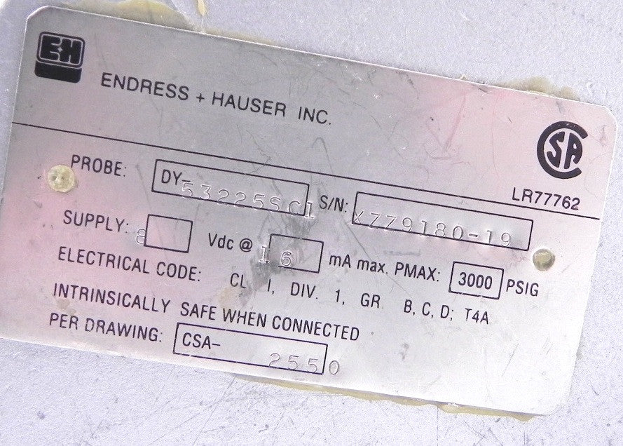 Endress Hauser Probe Sensor DY-532255SC1 - Advance Operations