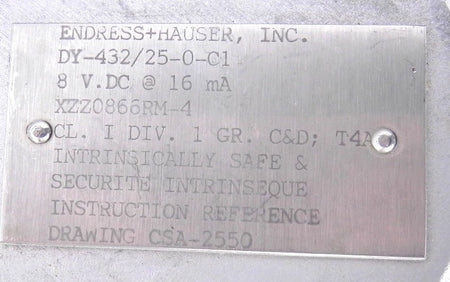 Endress Hauser Probe Sensor DY-432/25-0-C1 - Advance Operations