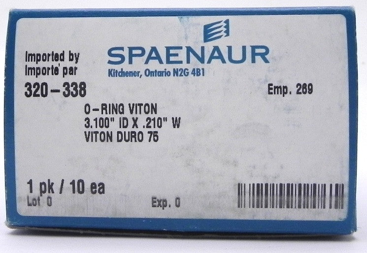 Spaenaur O Ring Viton 75 Duro Black 320-338  (10 Pcs) - Advance Operations