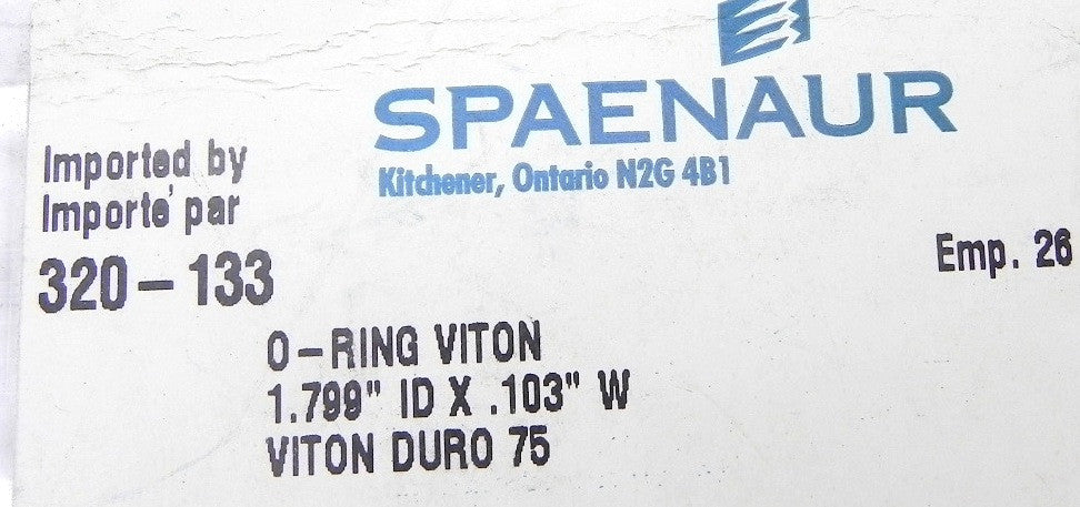 Spaenaur O Ring Viton 75 Duro Black 320-133  (49 Pcs) - Advance Operations