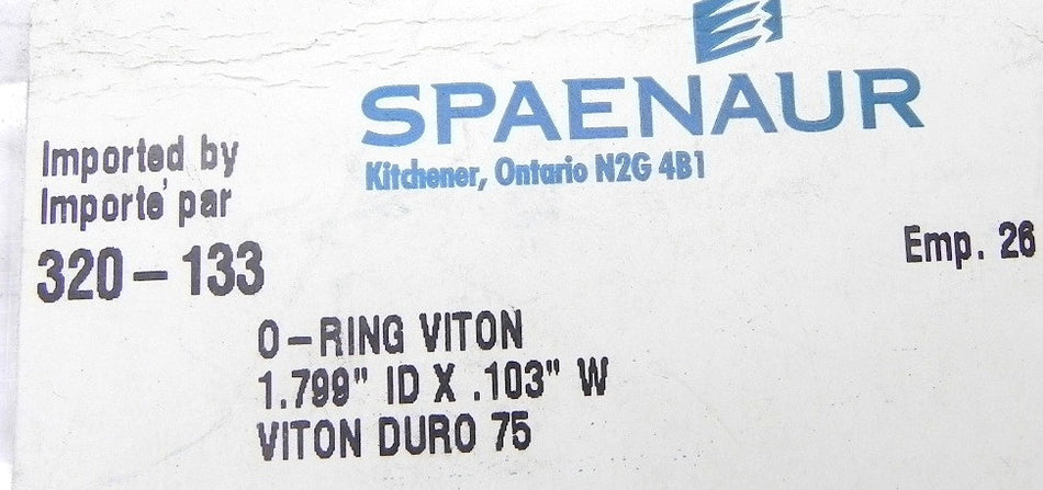 Spaenaur O Ring Viton 75 Duro Black 320-133  (49 Pcs) - Advance Operations