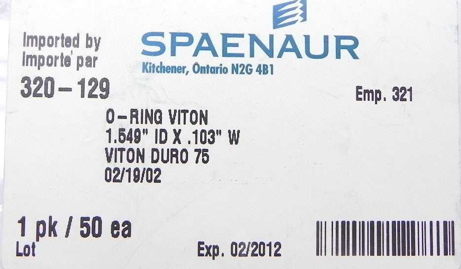 Spaenaur O Ring Viton 75 Duro Black 320-129  (50 Pcs) - Advance Operations