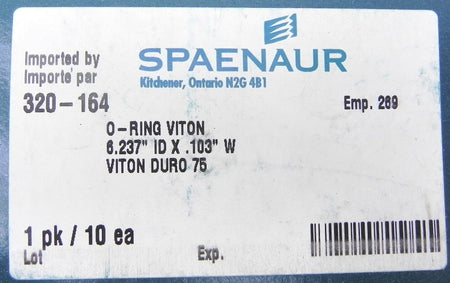 Spaenaur O Ring Viton 75 Duro Black 320-164 (10 Pcs) - Advance Operations