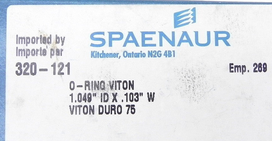 Spaenaur O Ring Viton 75 Duro Black 320-121 (25 Pcs) - Advance Operations