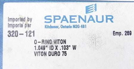 Spaenaur O Ring Viton 75 Duro Black 320-121 (25 Pcs) - Advance Operations
