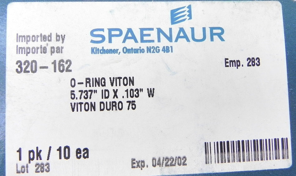 Spaenaur O Ring Viton 75 Duro Black 320-162 (10 Pcs) - Advance Operations