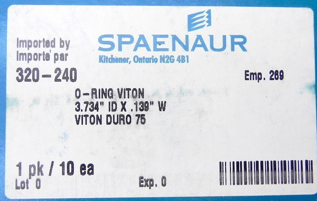 Spaenaur O Ring Viton 75 Duro Black 320-240 (10 Pcs) - Advance Operations